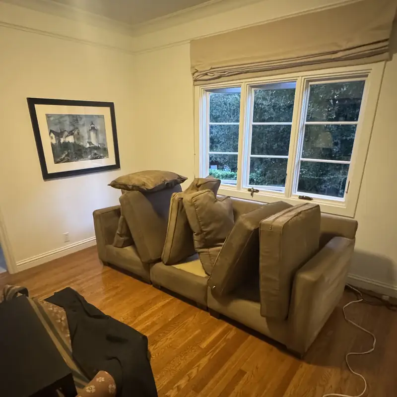 Sofa and armchairs in the living room before deep cleaning