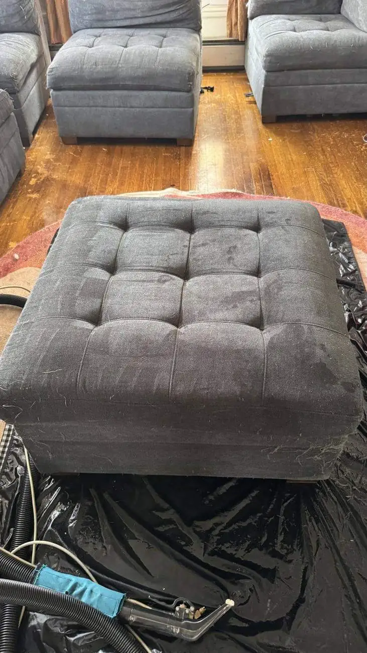 Same ottoman after deep cleaning, fresh and even