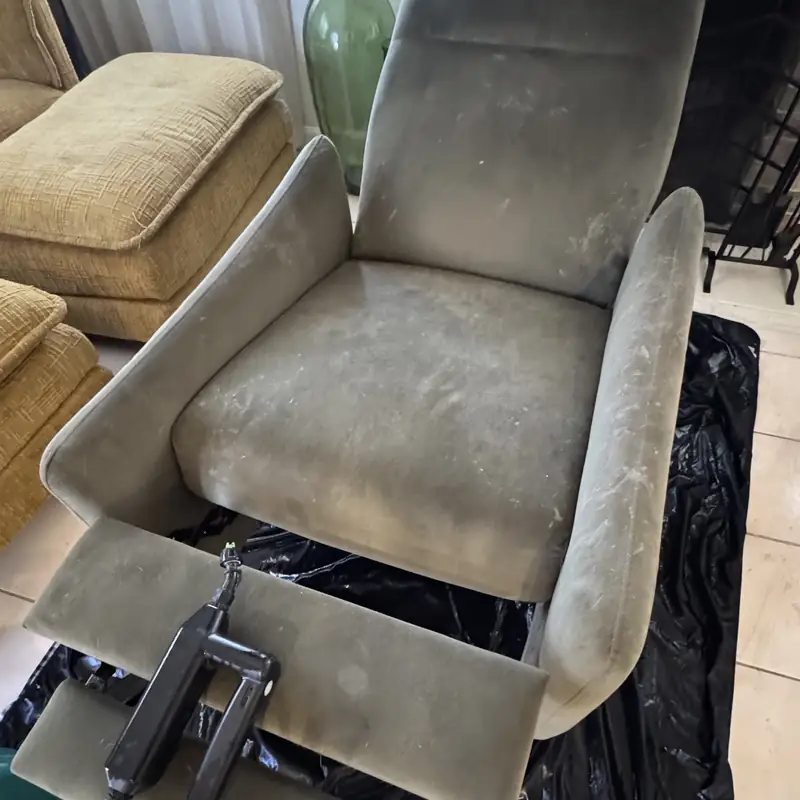 Recliner opened and cleaned in the extended position