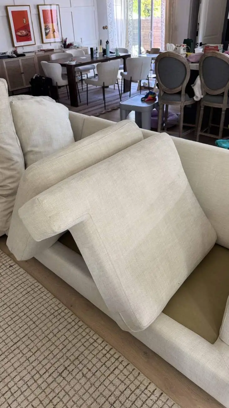 Sectional sofa after deep cleaning, fresh and fluffy