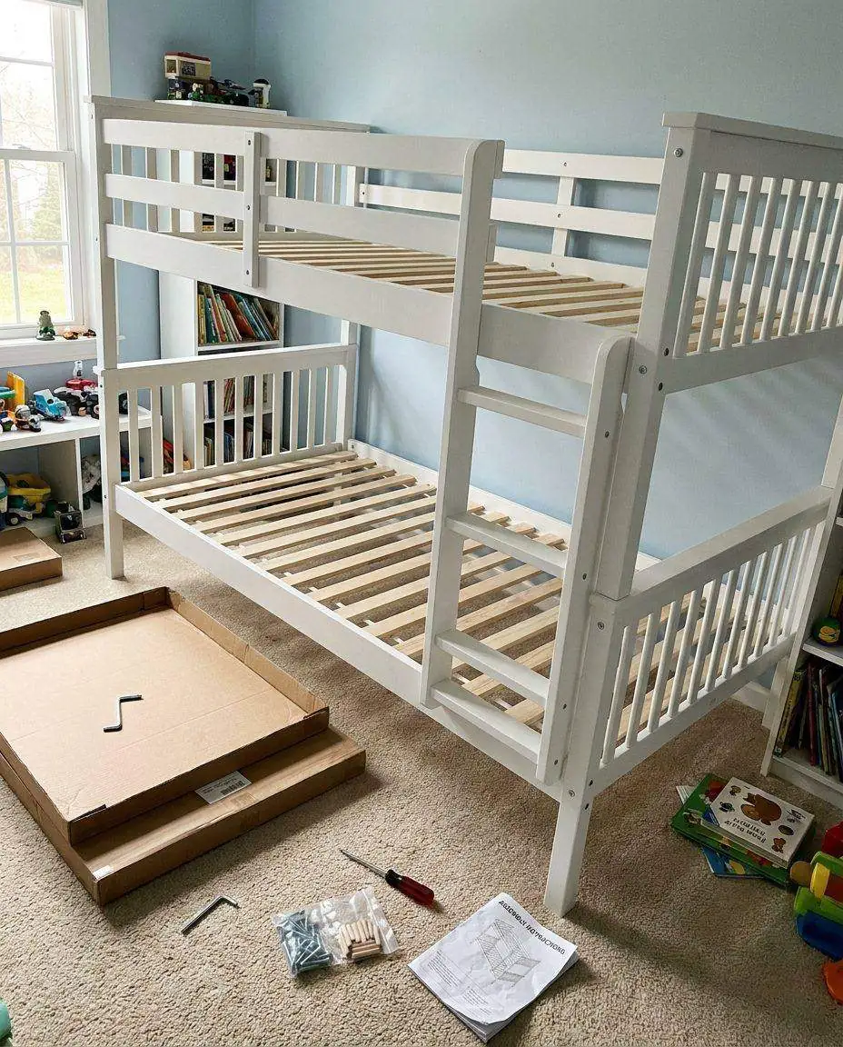 Bunk bed fully assembled in kids room