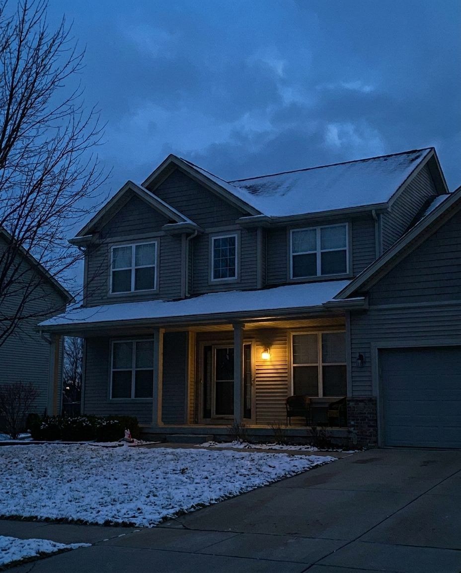 House exterior before holiday lights installation