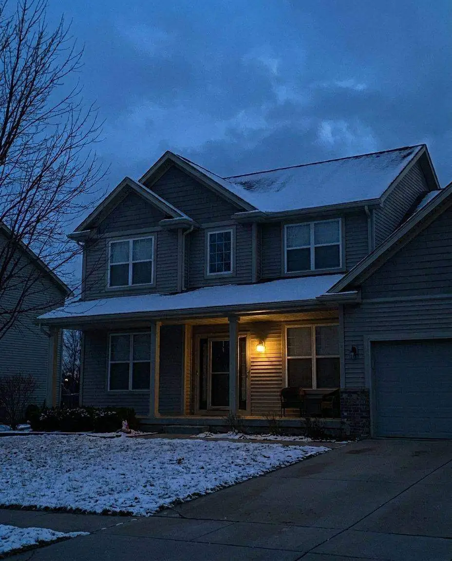 House exterior before holiday lights installation