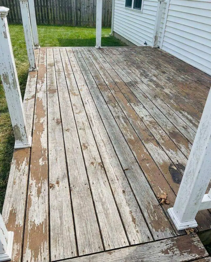 Weathered deck before painting