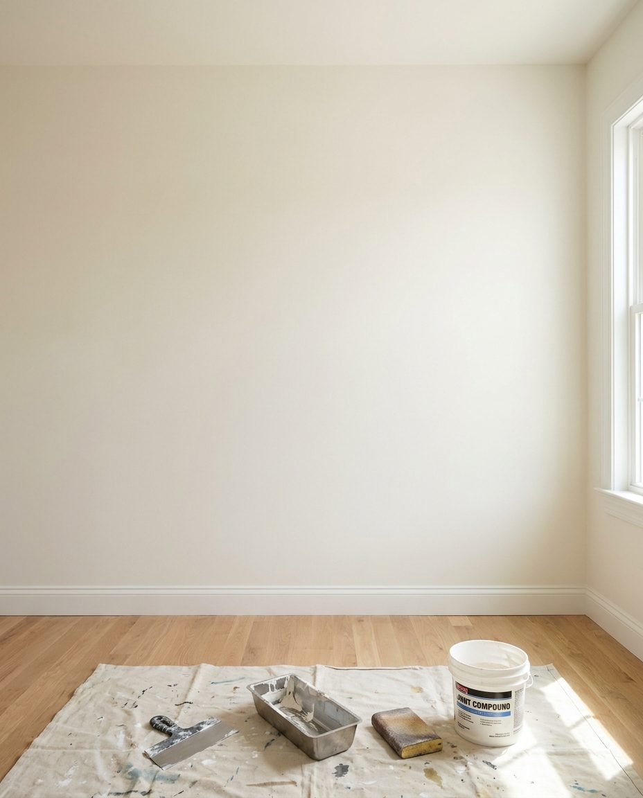 Wall repaired and smooth after drywall patch
