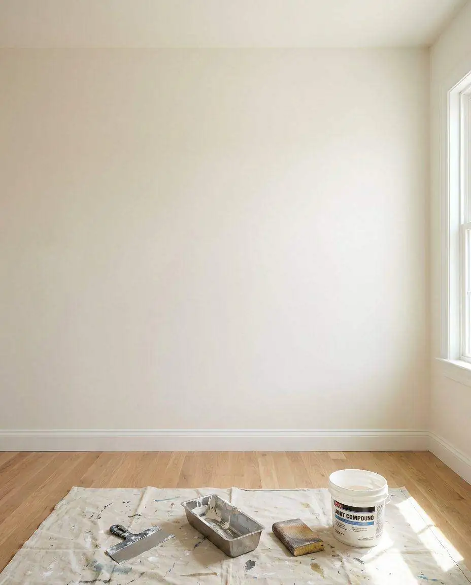 Wall repaired and smooth after drywall patch