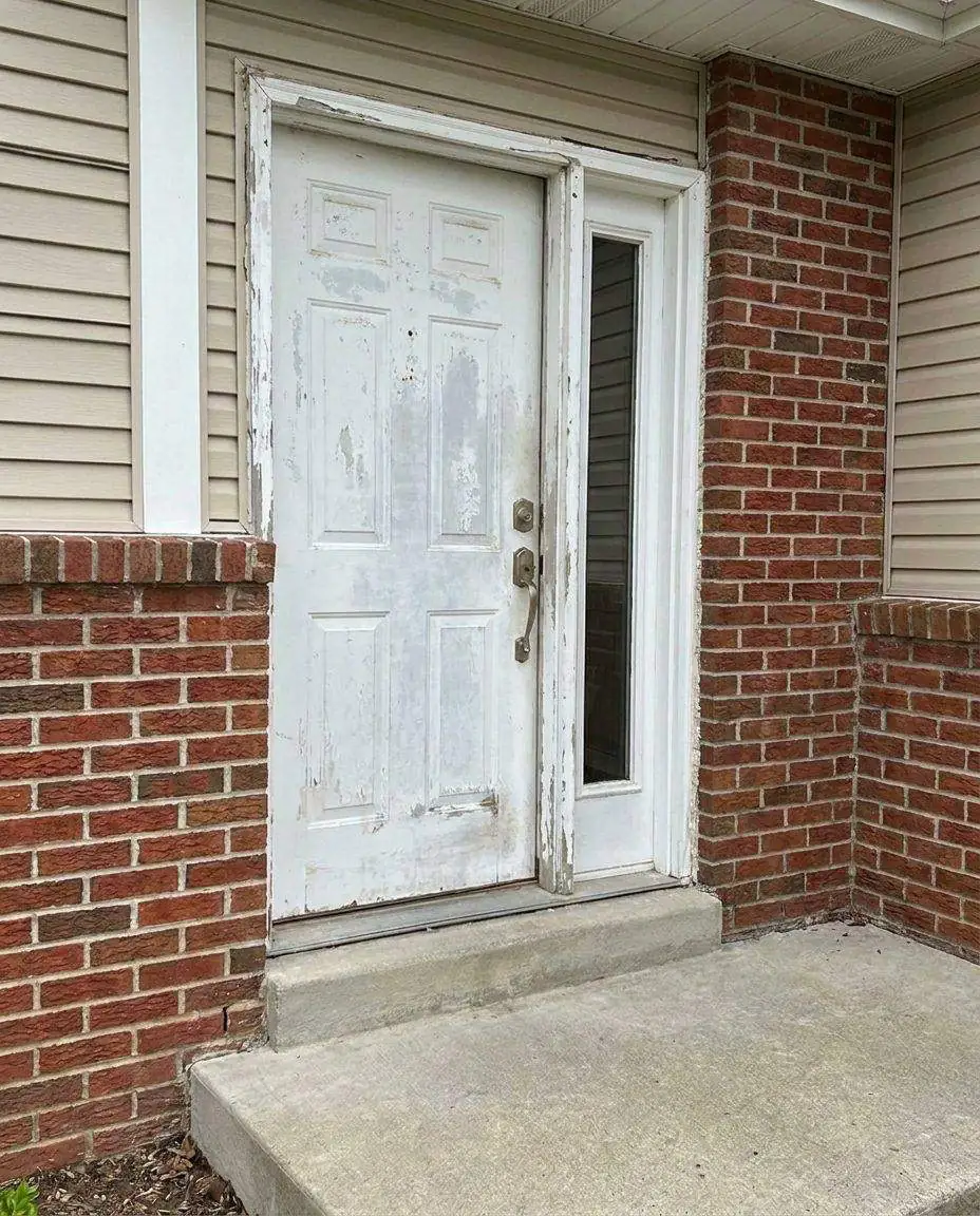 Old exterior door before replacement