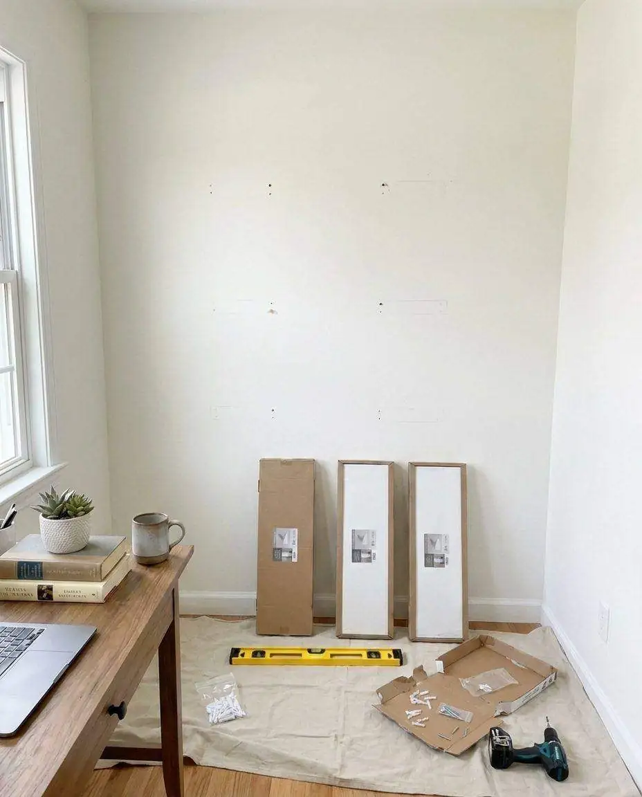 Wall before floating shelves installation