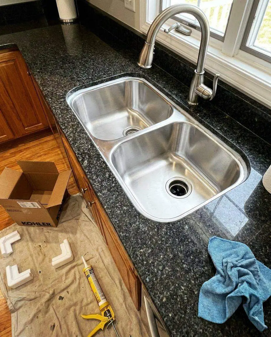 New kitchen sink and faucet installed