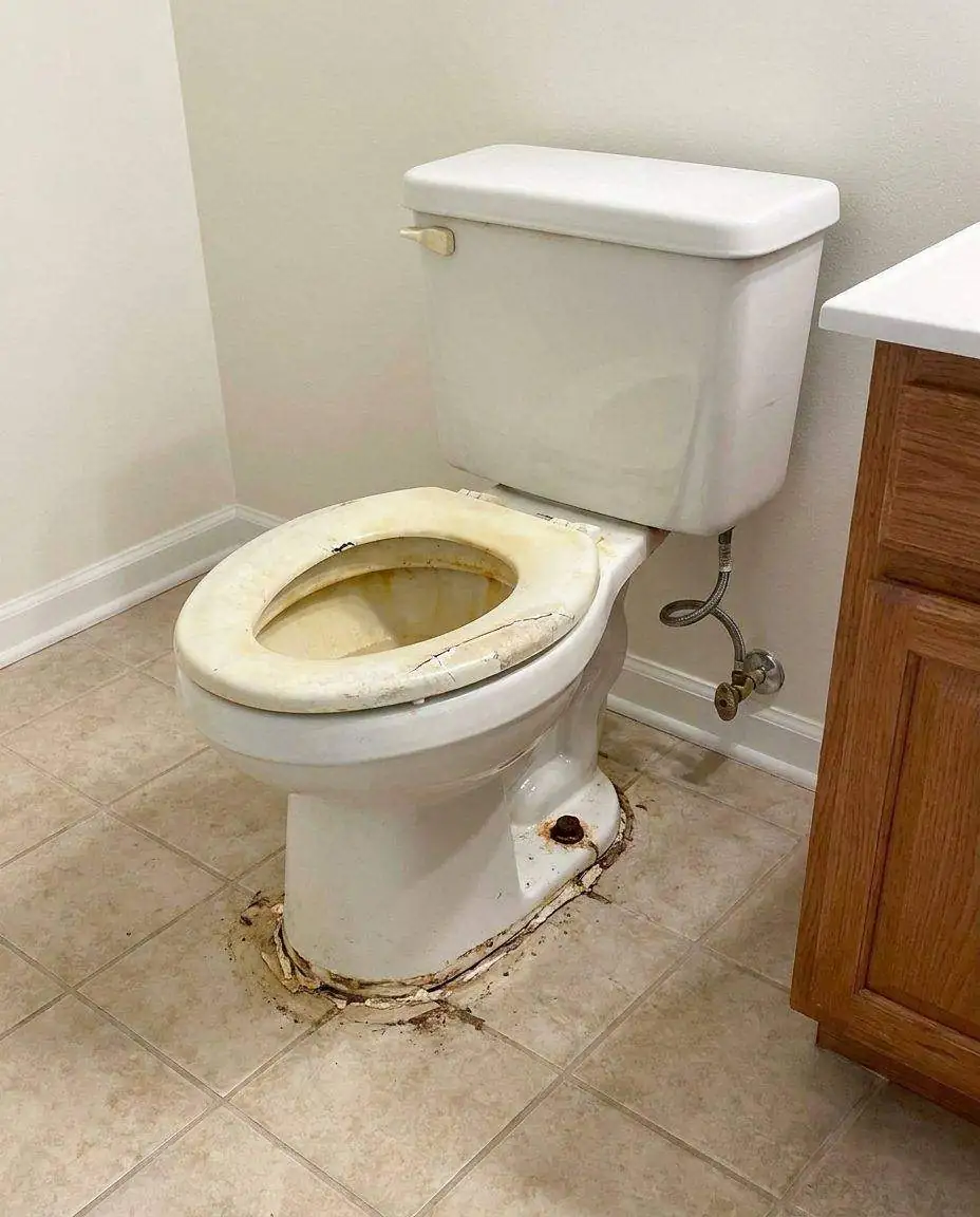Old toilet before replacement