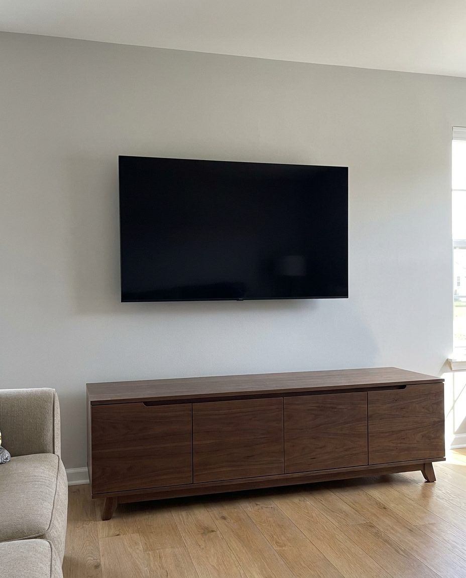 TV mounted on the wall at perfect height