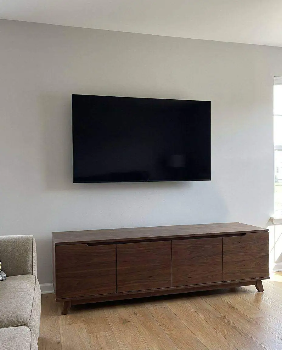TV mounted on the wall at perfect height