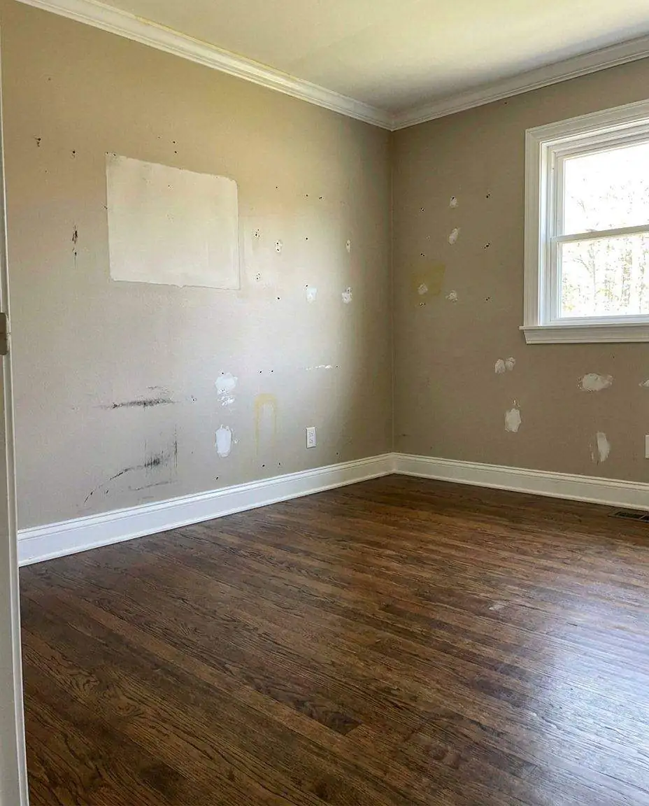 Scuffed wall before painting